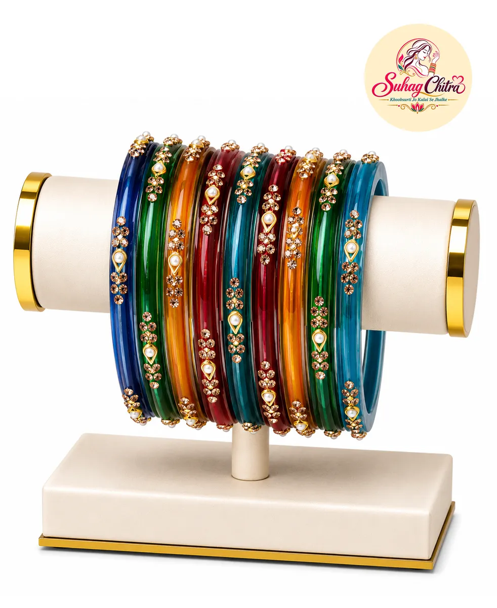 Pearl Noor Bangle Set in Jewel Multicolor