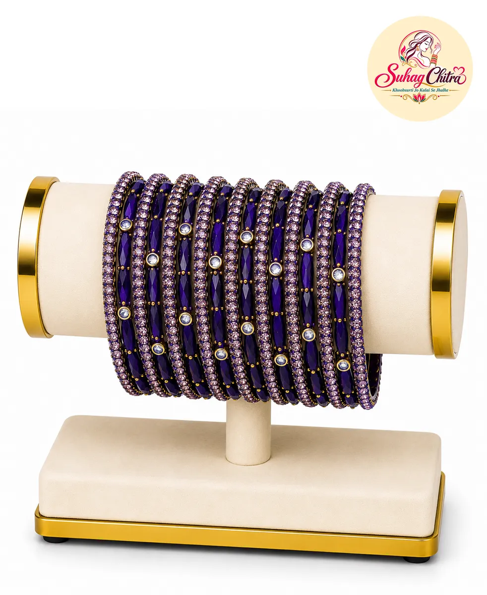 Mirror Noor Bangle Set in Purple